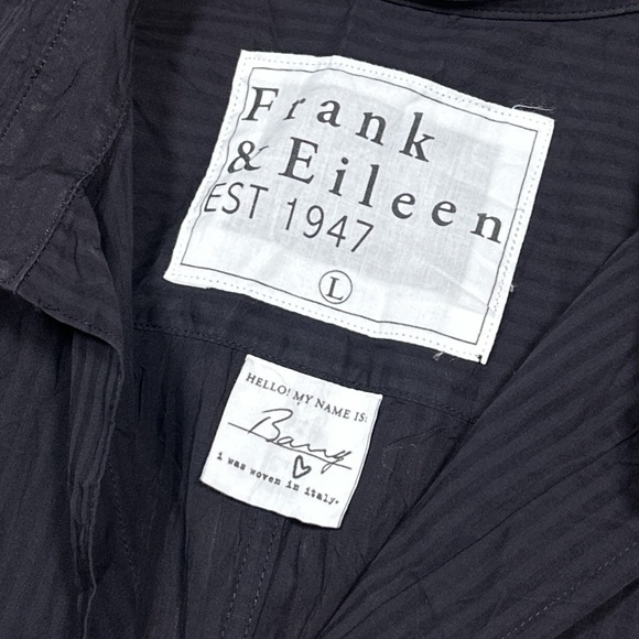 Frank & Eileen Barry Tailored Button Up Striped Black Shirt Womens Large - Picture 5 of 8